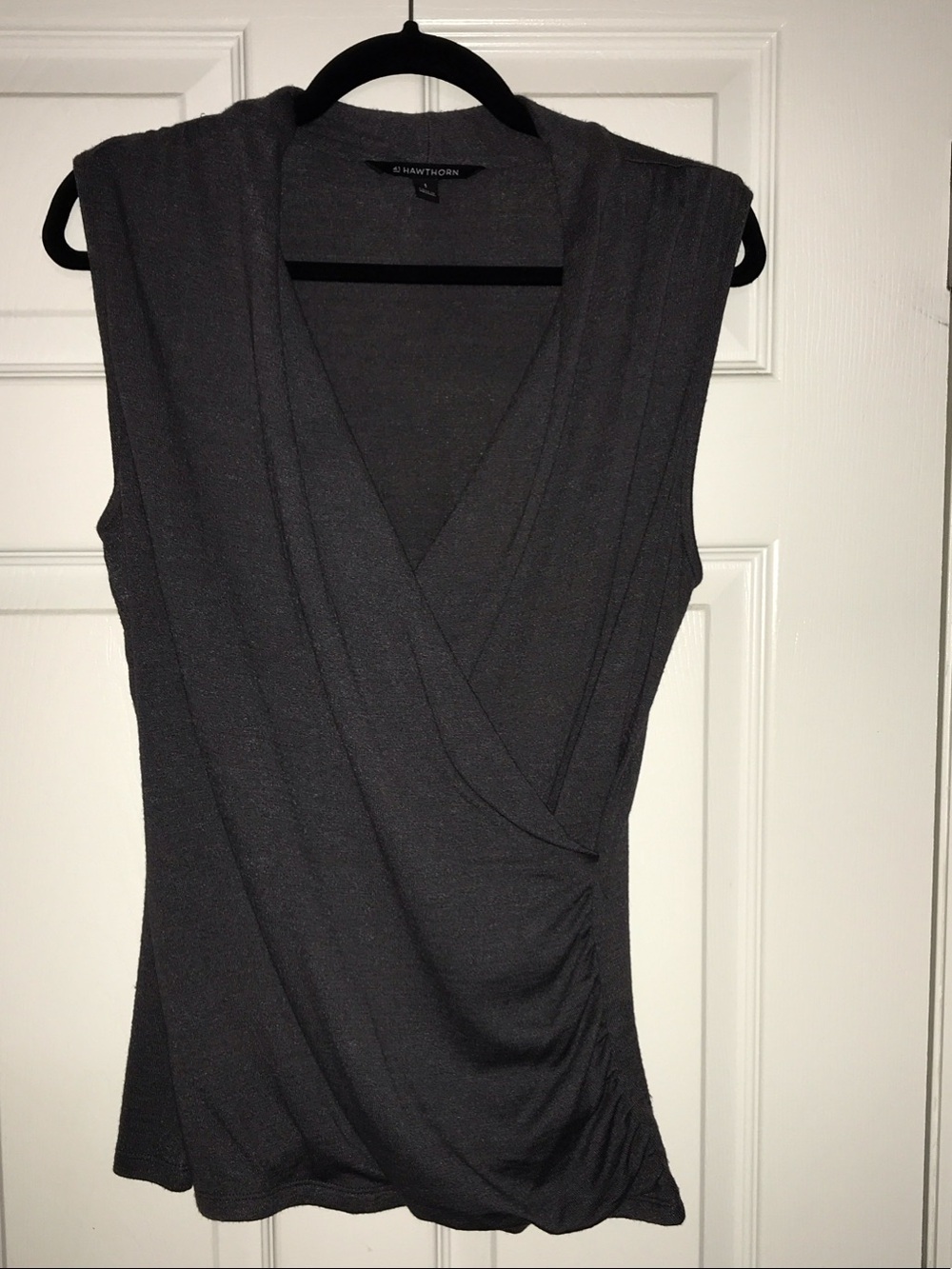 41 Hawthorn Charcoal Gray Faux-Wrap Sleeveless Camisole